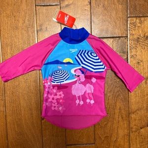 Speedo Pink and Blue Rashguard Swim Shirt